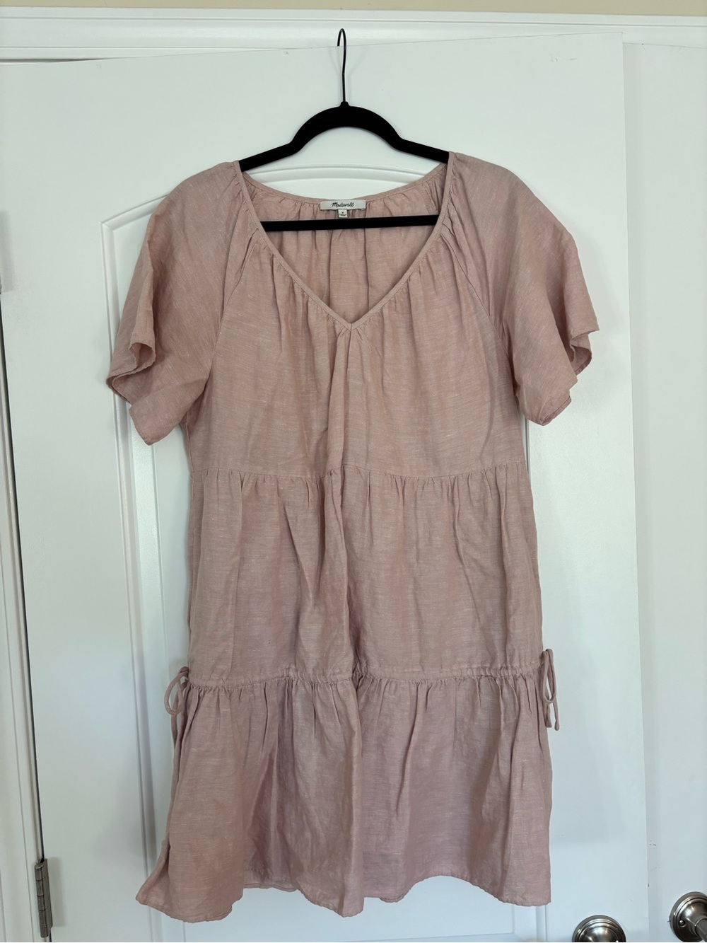 Madewell Dusty Rose Tiered V-Neck Mini Dress
